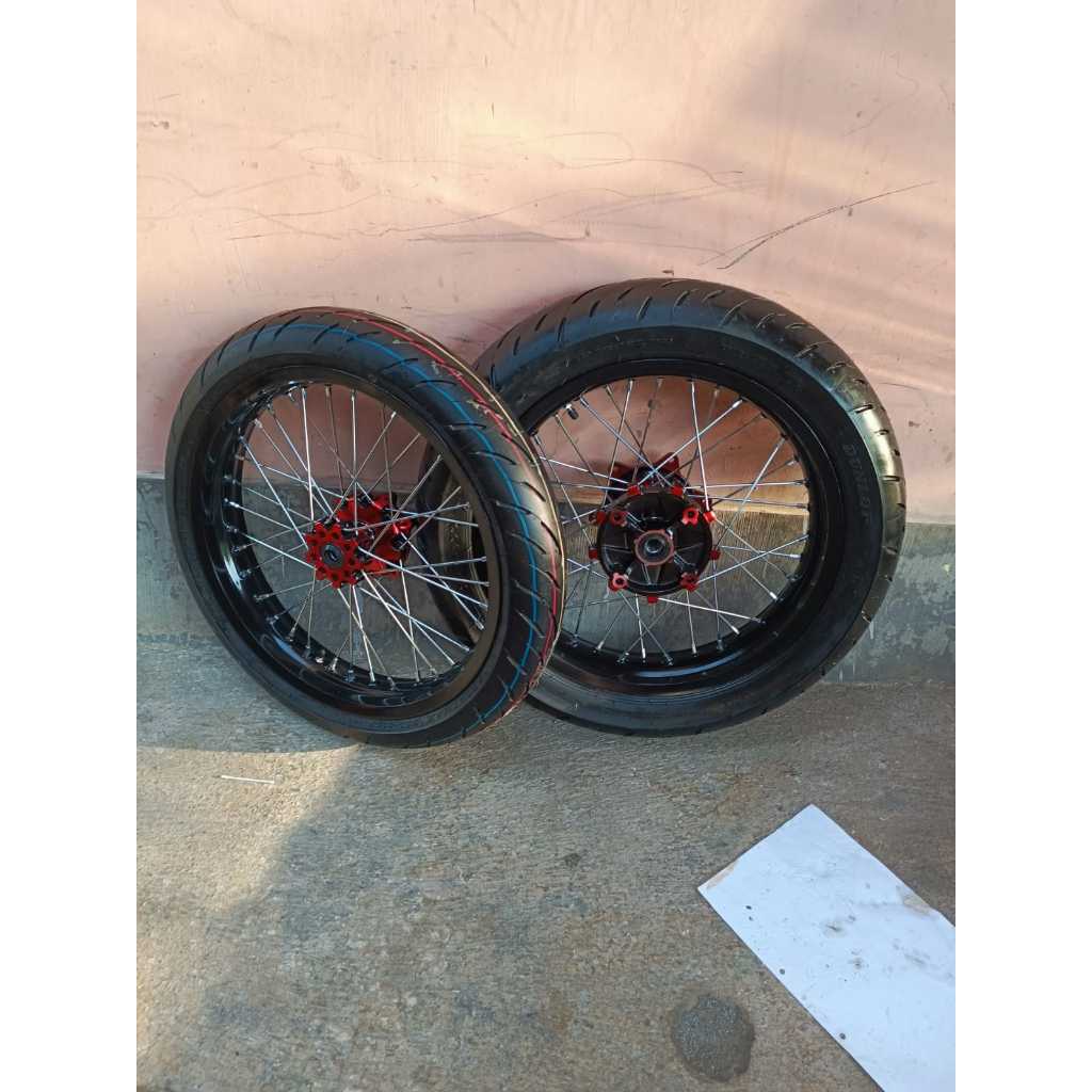 Paket Roda Supermoto CRF Ban Dunlop Baru Wheelset SUMO CRF Ring 17 Murah