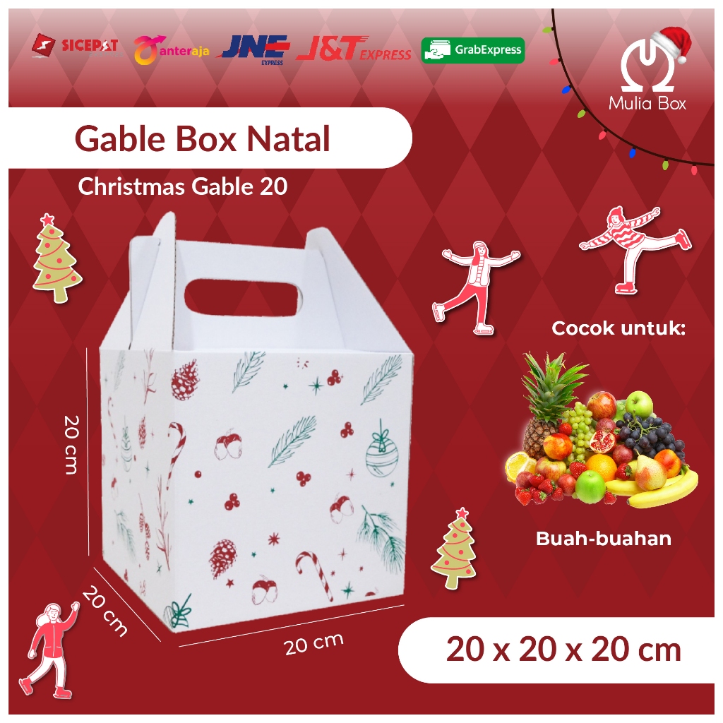 

Dus Natal Christmas Box Gable Jinjing 20 x 20 x 20 cm (BUNDLE 5 PCS) /Corrugated Box Packaging Die Cut Hampers Kado Hadiah