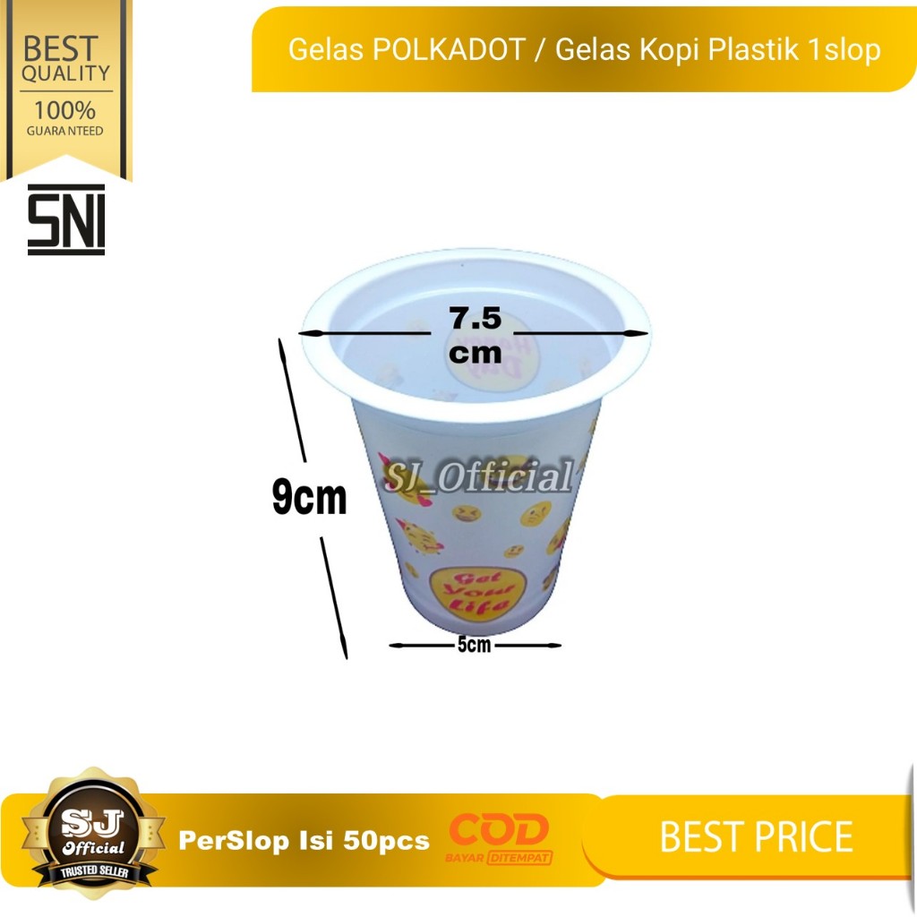 Gelas POLKADOT / Gelas Kopi Plastik  1slop (50pcs)