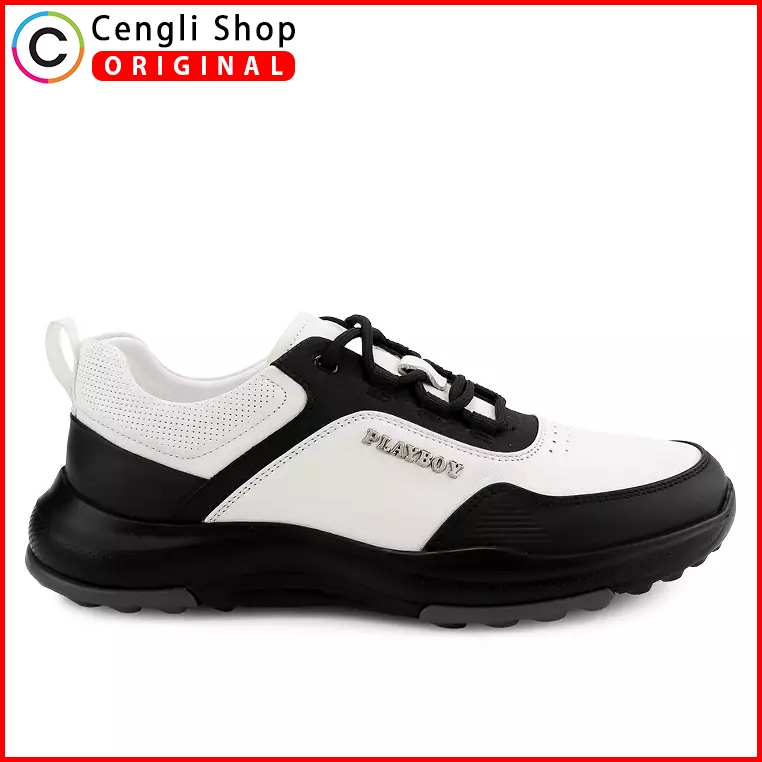 PLAYBOY SEPATU SNEAKER KULIT PRIA ORIGINAL SNEAKERS PUTIH WHITE PL31