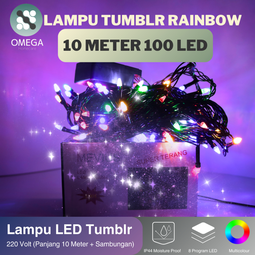 Lampu LED Tumblr/Natal 10 METER 100 LED/Lampu RGB/Lampu Kelap Kelip/Lampu Warna Warni