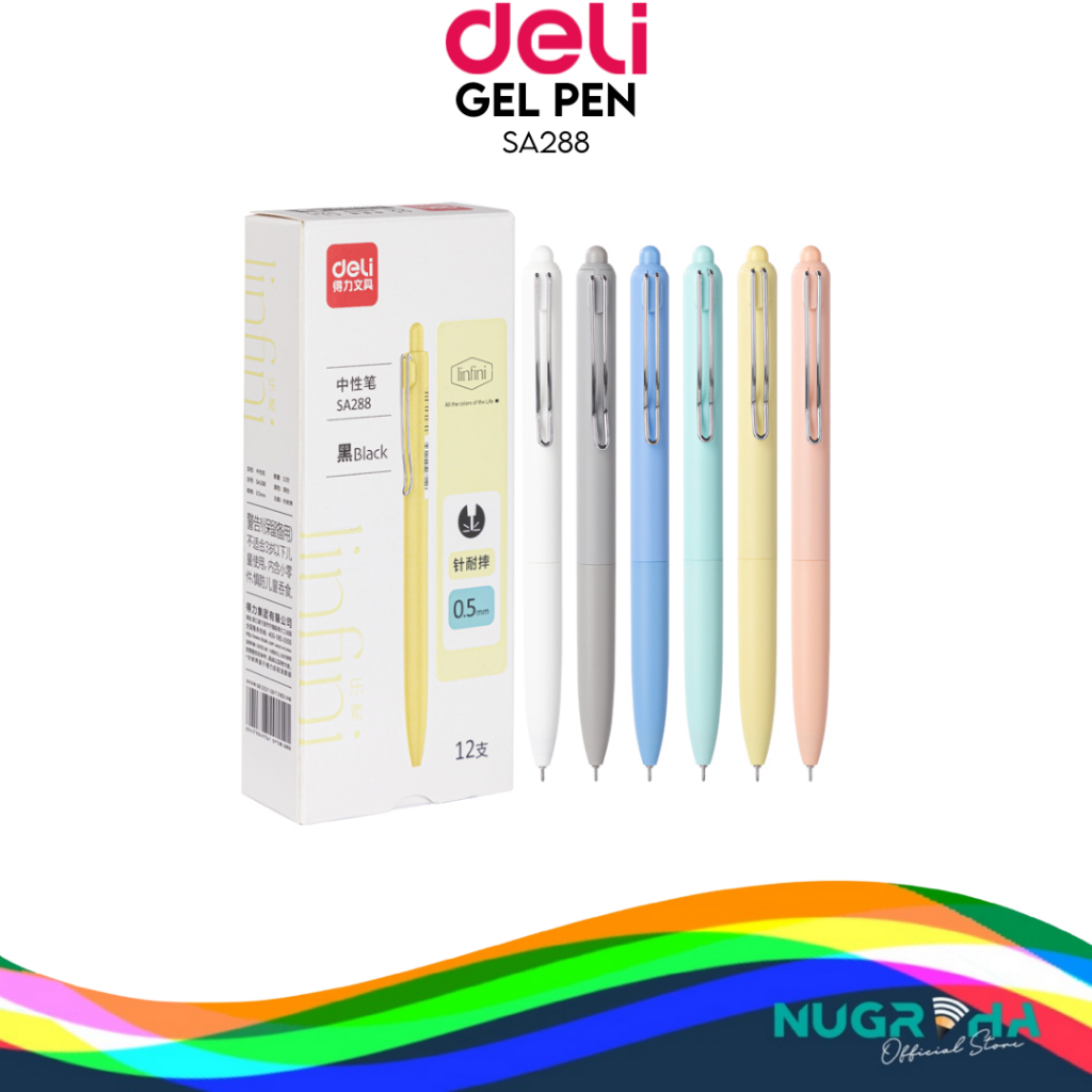

BALLPOINT GEL PEN PENA PULPEN DELI SA288 0.5 MM RETRACTABLE CETEK KLIK