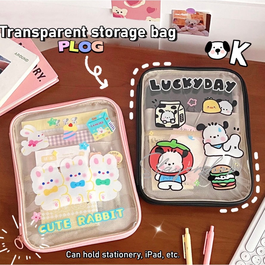 

Kawaii Tablet Sleeve Transparent Korean Style / Pouch Transparan Sarung Tas Bag Premium Case Korean Style / Ipad Tab Tablet Macbook Air Pro Laptop Asus Acer Lenovo HP Huawei 11 inch