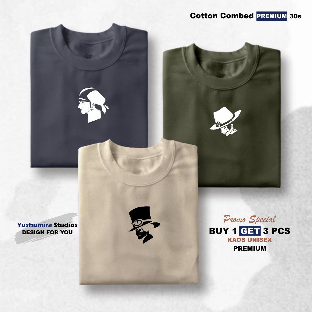 Yushimura Buy 1 Get 3 Pcs Baju Kaos Pria Distro Cotton Combed 30s Premium Tshirt Anime Roronoa Zoro