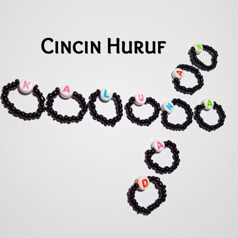 Cincin Inisial / Cincin Huruf / Beads Ring / Beaded Ring / Cincin Manik Huruf / Cincin Manik Inisial