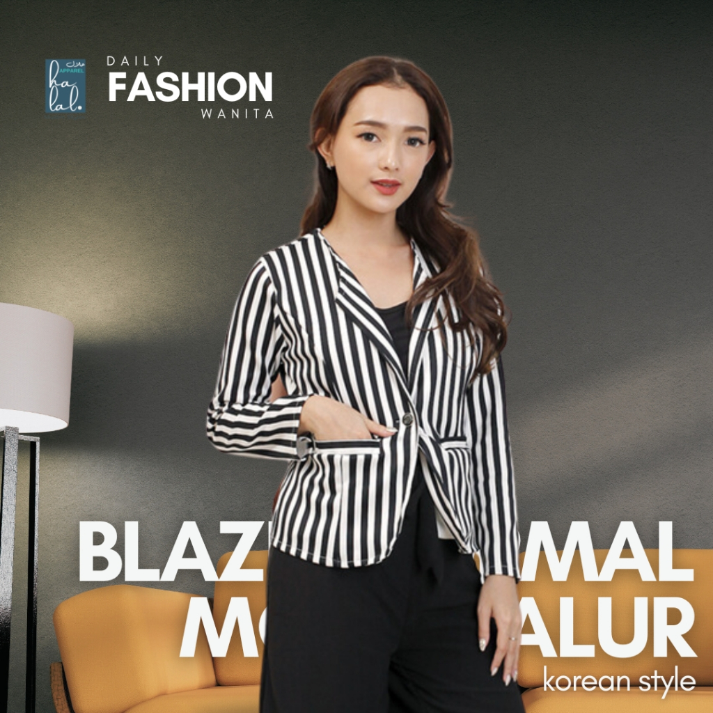 KODE A | Blazer Wanita Formal Salur Modern - Tampil Profesional & Modis