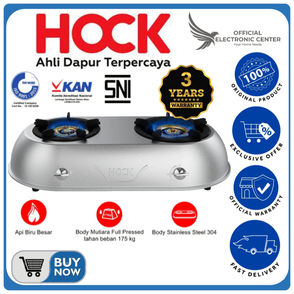 HOCK KOMPOR GAS HP220DM HP-220DM 220 DM 2 TUNGKU BODY ANTI KEROPOS DWI MUTIARA KOMPOR GAS HOCK