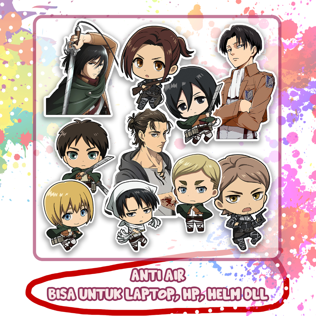 

Stiker AOT Attack on Titan Shingeki Eren, Levi, Mikasa, Sticker Lucu Murah