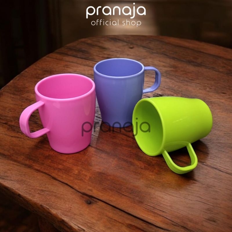 (Isi 12Pcs) GELAS LEWIS - Gelas Plastik Gagang Tebal Seperti Melamin / Gelas Kopi / Mug Cangkir Aest