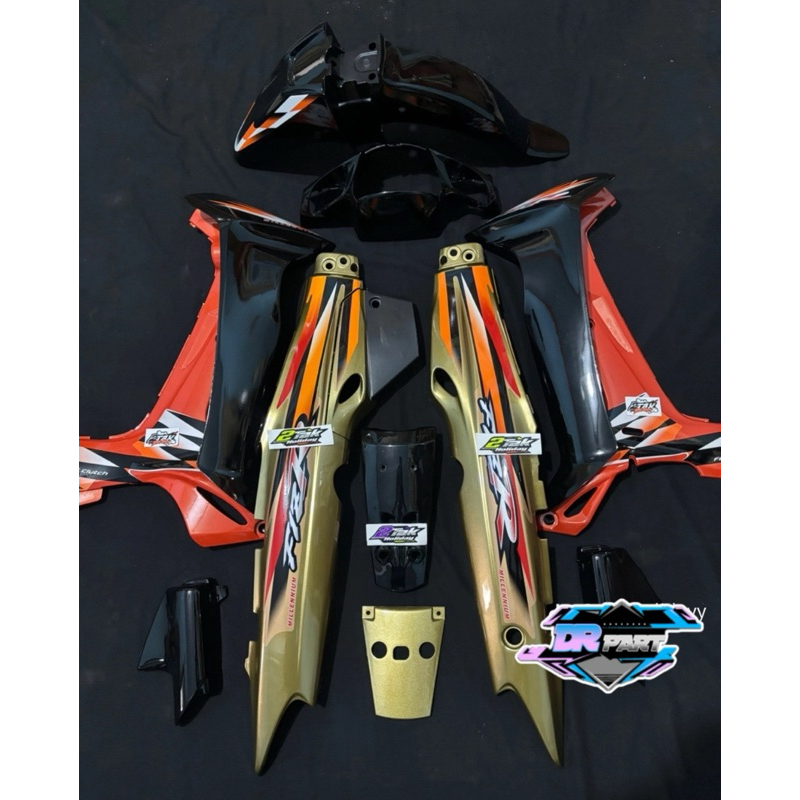 full set cover body bodi halus fullset motor Yamaha fiz r fizr milenium warna orange silver
