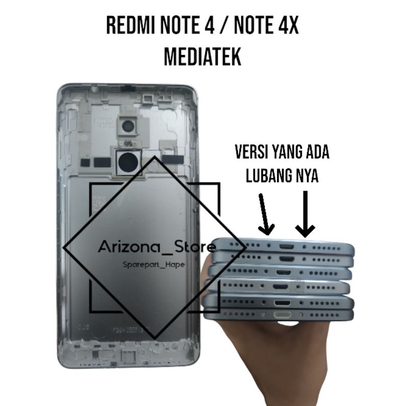 KESING BACKDOOR TUTUP BELAKANG XIAOMI REDMI NOTE 4 / NOTE 4X MEDIATEK ORIGINAL COPOTAN ADA BAUT DI B