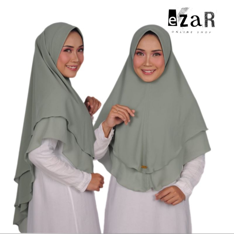 JILBAB HIJAB SYAR'I 2LAYER CERUTY BABYDOLL SAGE GREEN/KHIMAR DUA LAYER CERUTY BABY DOLL
