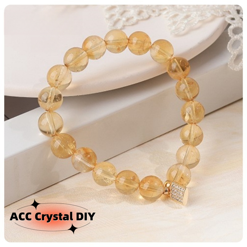 Gelang kristal alami Manik-manik kristal kuning es transparan manik-manik gelang gelang perhiasan