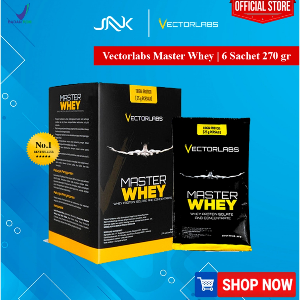 Vectorlabs Master Whey 6 Sachet 270gr | Masterwhey Susu Whey Protein Concentrate Suplemen Cutting