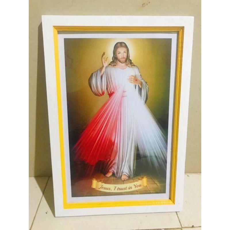 Tuhan yesus plus bingkai ukuran 65x45cm siap pajang