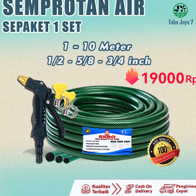 Harga Bagus SEPAKET SEMPROTAN SELANG AIR 12 58 34 INCH 1 METERSELANG AIR HIJAU ANTI LUMUT TEBAL 2 MM