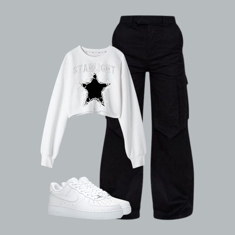 Super Produk  ONE SET STARLIGHT SWEATER CROP  JOGGER POCKET JOY WANITA SET TERBARU