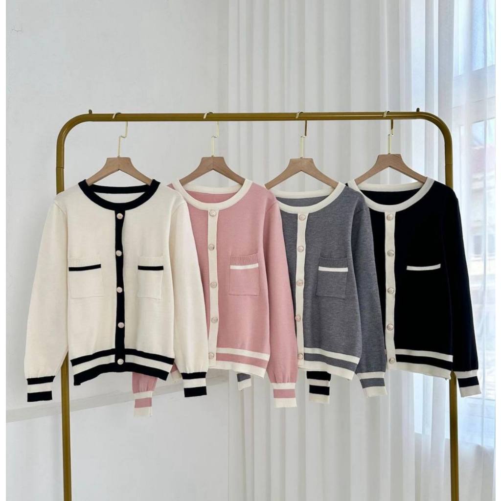 ZEYA TOP BLOUSE PREMIUM HIGH QUALITY Atasan Rajut Lengan Panjang Wanita Kekinian Fashion Outfit Kore