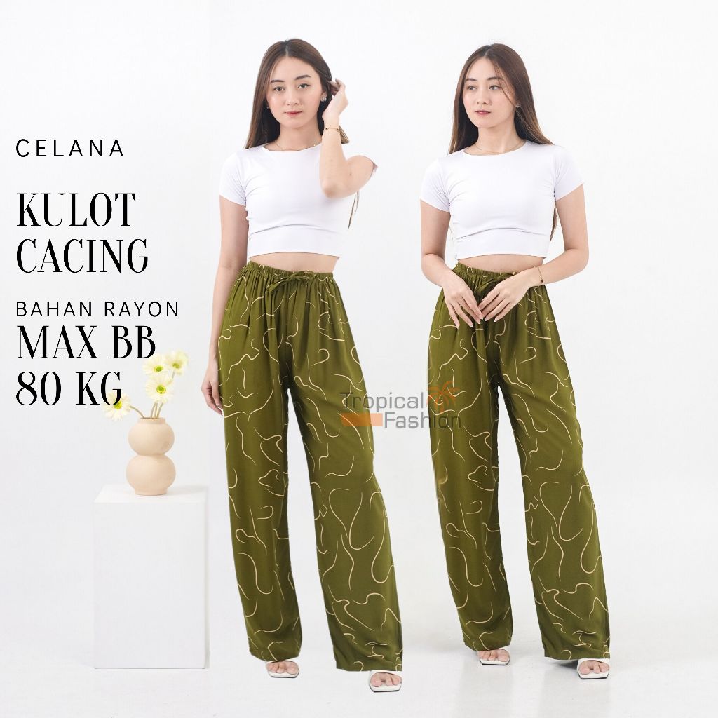 Celana Kulot Bali Motif Cacing Bahan Rayon Premium