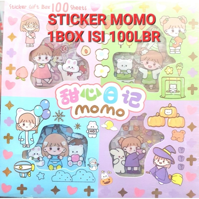 Sticker Momo Rainbow Pelangi Mix 4 Warna Original Isi 100 Pcs 1 Box