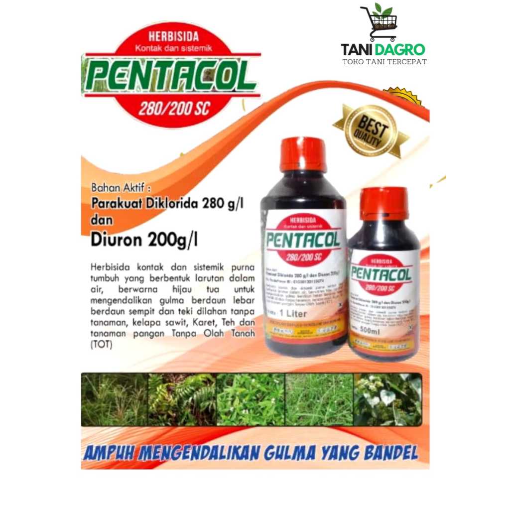 HERBISIDA PENTACOL 280/200 SC -  DUA BAHAN AKTIF KONTAK SISTEMIK UNTUK MEMBASMI LULANGAN ;ALANG ALAN