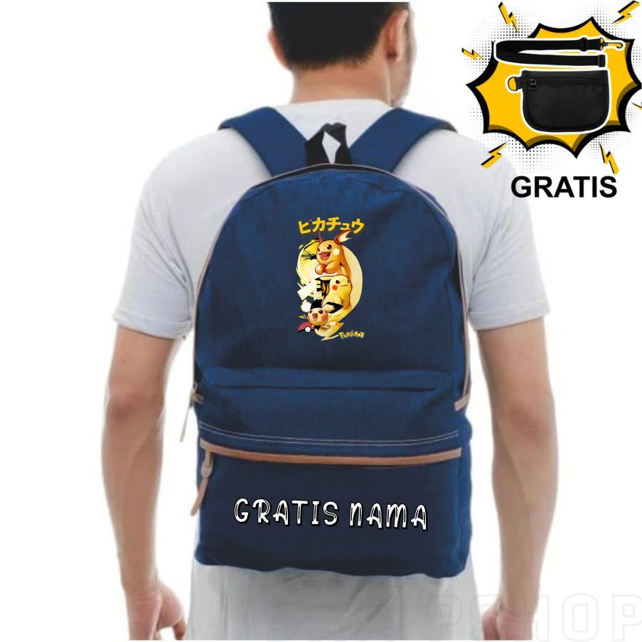 Tas Ransel Sekolah Pokemon Pikachu Anak Laki Perempuan Ideal untuk Sekolah dan Harian FREE NAMA