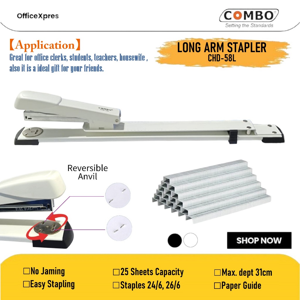 

Long Arm Stapler CHD-58L / Stapler Jilid Tengah / Stapler Jilid / Alat Staples Jilid / Hekter Jilid Panjang / Jilid Stapler CHD 58L
