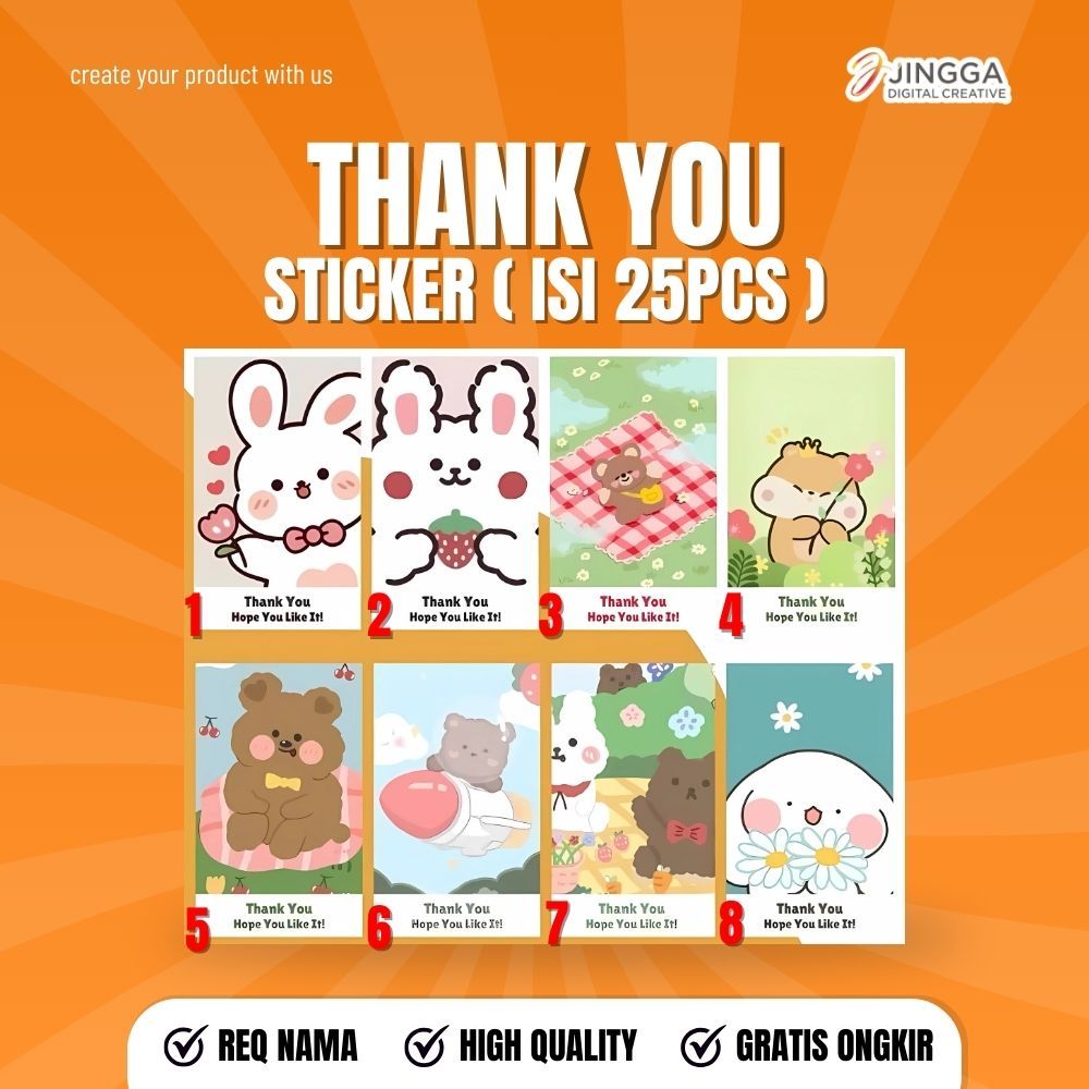 

[1 PACK ISI 25 PCS] Stiker Thank You Seal 9x5.5cm Stiker Segel Seal Box Stiker Terima kasih Sabuk Terima kasih