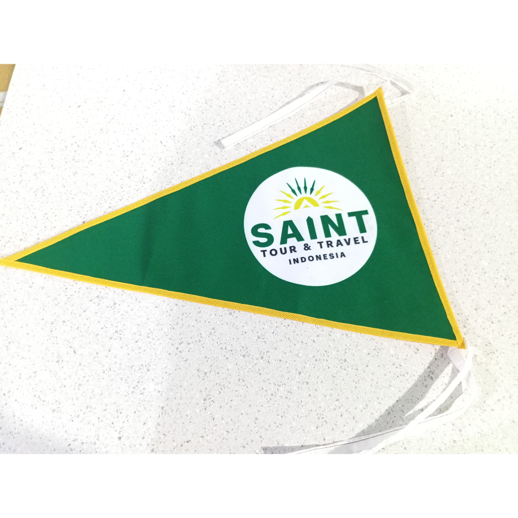Bendera Travel/Bendera Segitiga Custom/Cetak Bendera Travel Segitiga