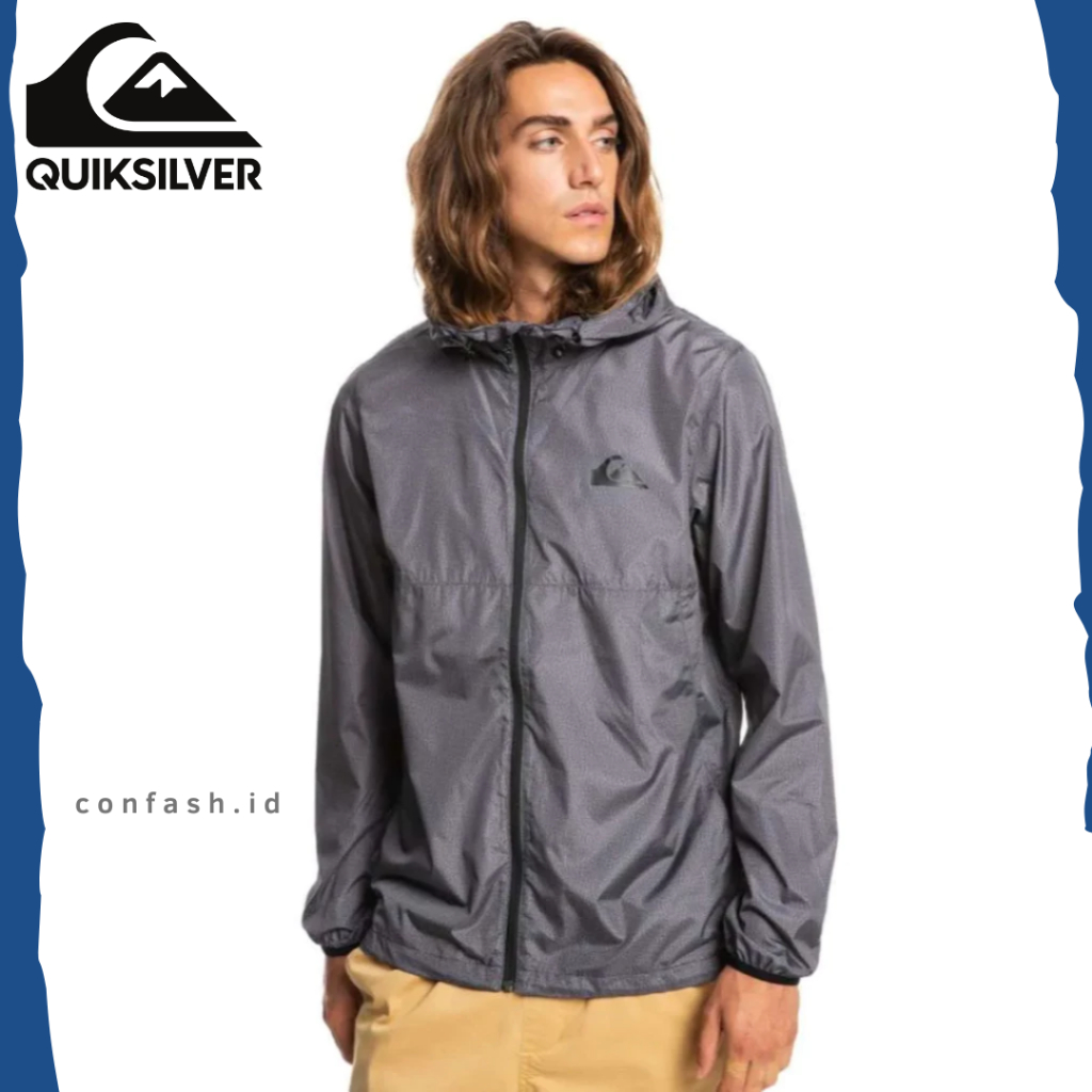 Jaket Quiksilver Everyday Windbreaker Grey Jacket Original Windproof Ridding Summit Outdoor