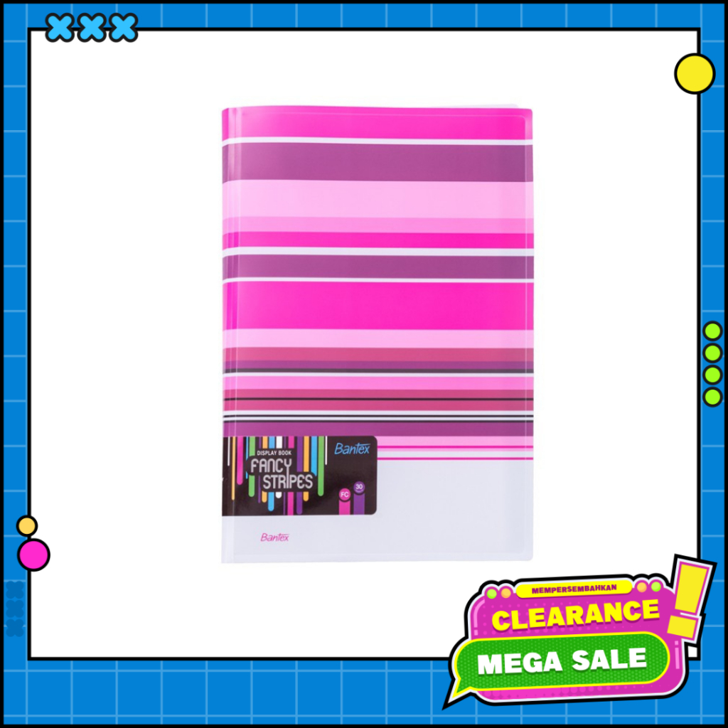 

Bantex Fancy Stripe Display Book (30 Pocket) Folio Pink 3197 19