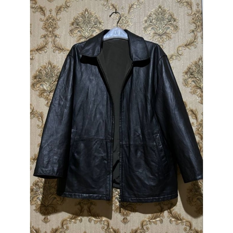 jaket kulit asli ysl reversible no tagwash