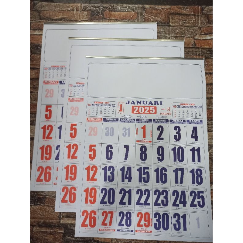 

kalender dinding 1 bulanan 2025 notes ukuran 38 cm x 54 cm