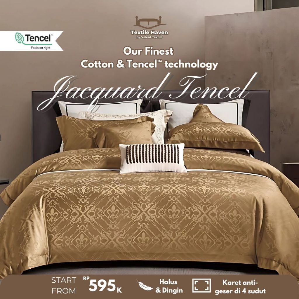 Sprei dan BedCover Jacquard Tencel Serat Bamboo Original 80s | Sprei KingKoil Sutra Emboss tinggi 40