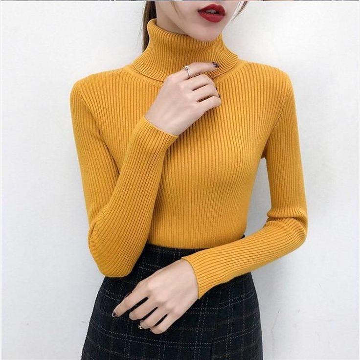 KAOS TURTLENECK LENGAN PANJANG WANITA / KAOS CEWEK BAHAN RAJUT/RIB / KAOS RAJUT PREMIUM LEHER TINNGI