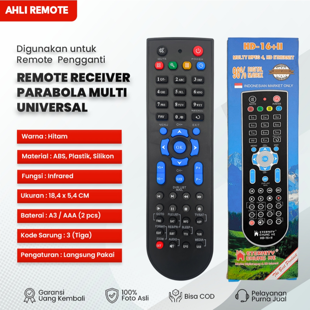 Remot Receiver Parabola Universal Big Tv, Getmecom, Matrix, Venus, Manhanttan, Skybox, Skynindo