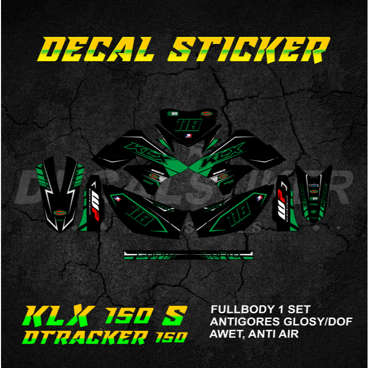 DECAL STIKER KLX DTX 150 (004) DEKAL STICKER KLX S L DTRACKER LAMA OLD FULLBODY 2009 2010 2011 2012 