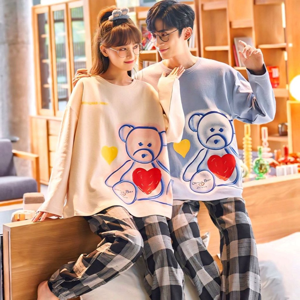 GS - Piyama Kartun Baju Tidur Wanita Dewasa | Baju Tidur Piama Remaja Lengan Panjang Pajamas