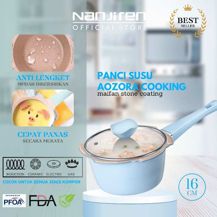 NEW PRODUK NANJIREN PANCI SUSU AOZORA COOKING - SET PANCI MPASI BAYI PERALATAN MAKAN BAYI TEFLON