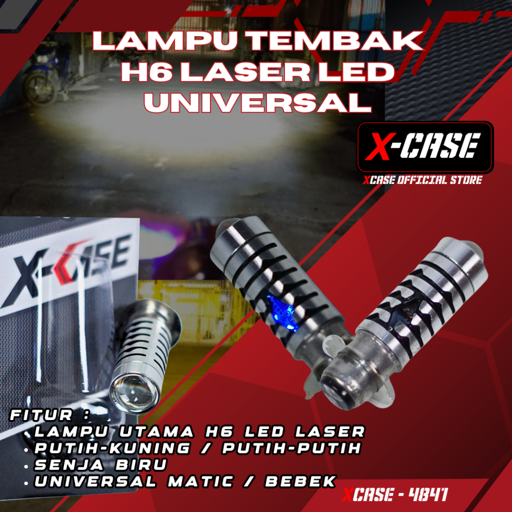 Urfalah_jati - X-Case LED H6 Laser Motor Universal Beat Satria Ninja Senja Biru