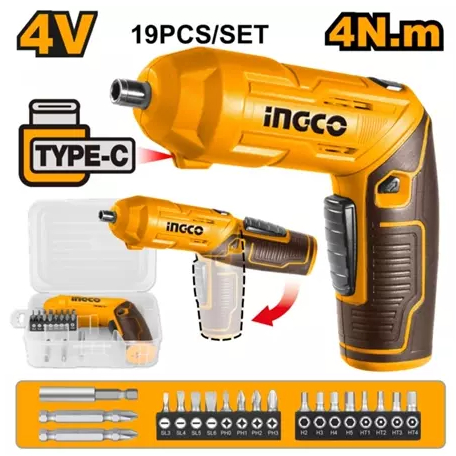 Bor Obeng Baterai Flexible Cordless Screwdriver 4v Set INGCO CSDLI0442