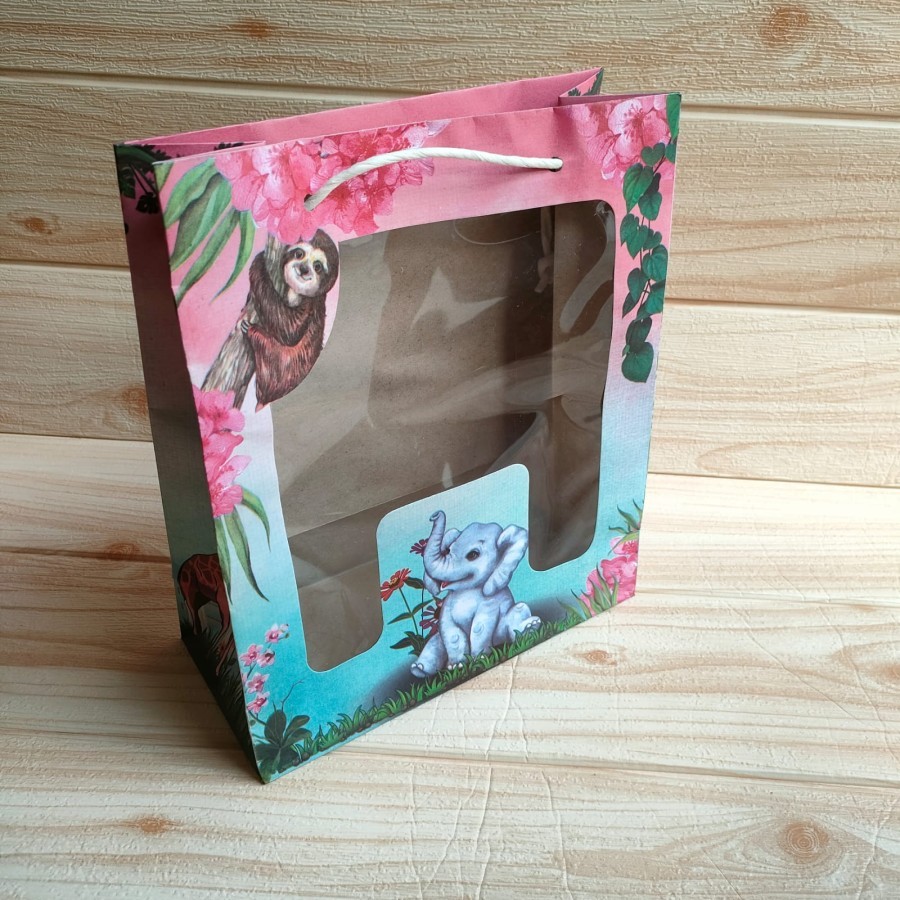 

Paper bag Mika motif full colour / Paper bag window full color animal uk 22 x 10 x 26 cm PER PACK