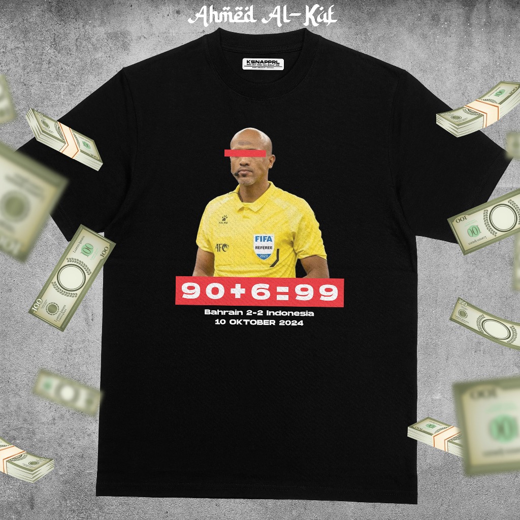 Kaos Bola Timnas Indonesia " Wasit Botak ALKAF BAHRAIN " - Kaos Indonesia Timnas / Kaos Wasit Bahrai