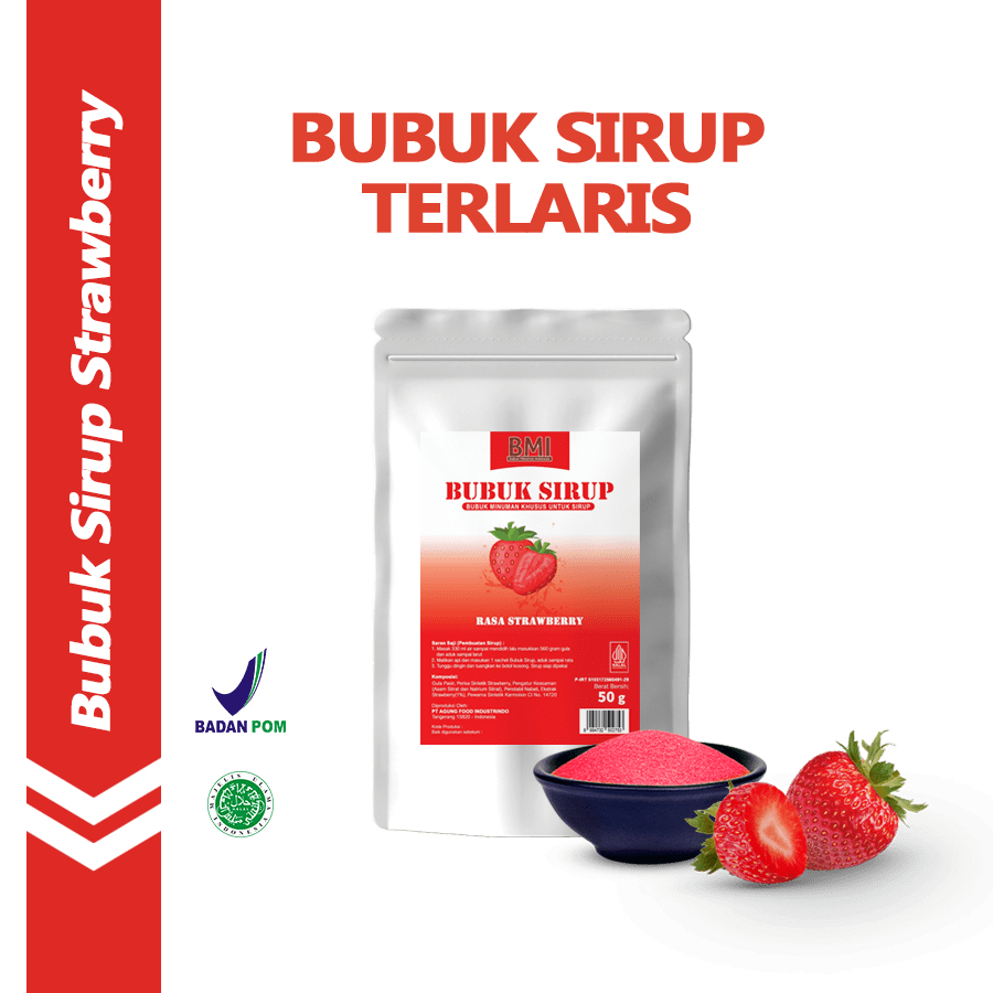

Bubuk Sirup Premium Powder Rasa Strawberry / Stroberi 50 Gr Syrup Powder Aneka Rasa Serbuk Minuman Sirup Powder Drink 50 Gr