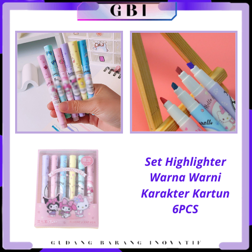 

GBI Set Highlighter Warna Warni Karakter Kartun 6PCS Motif Spidol Warna Pastel Pen Diary Marker Stationery Lucu Unik Penanda Buku Warna Warni Pena Ujung Lembut
