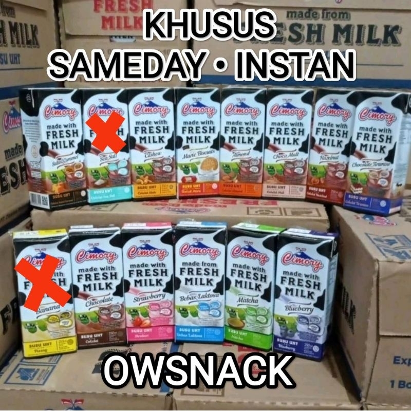 

1 DUS SUSU CIMORY UHT FRESH MILK 250ml / 250 ml 1 KARTON SAMEDAY INSTANT TIRAMISU SALTED CARAMEL