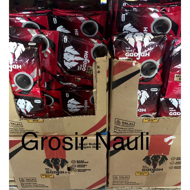 

Kopi Tubruk Gadjah special mix (kopi + gula) 1 renceng isi 10 pcs*23 gr