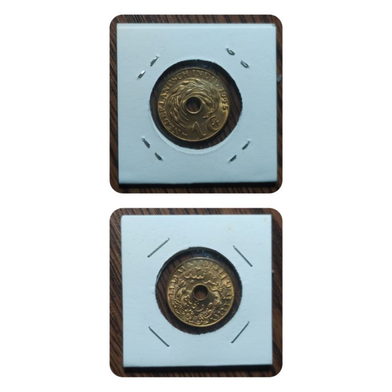 koin nederlandsch indie 1G tahun 1945 kondisi detel