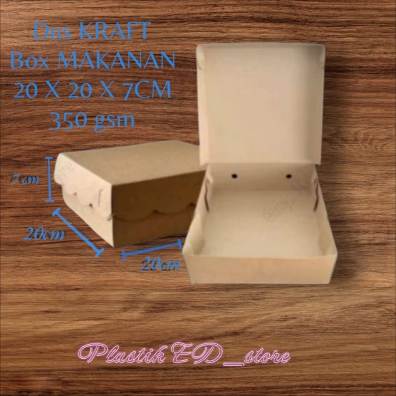 DUS KRAFT coklat  R10K 20x20x7cm 350gsm, dus makanan, dus kue, Box hajantan