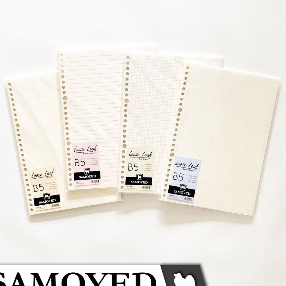 

Terbaik SAMOYED LL51 Loose Leaf B5 26 Holes isi 6 Lembar Plain Ruled Grid Dotted Polos Garis Kotak Titik